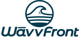 Logo of Wávv Front with a wave design above the text on a white background