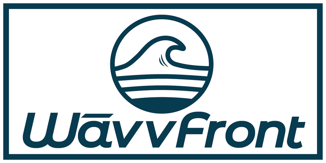 Logo of WavvFront with a wave design on a white background